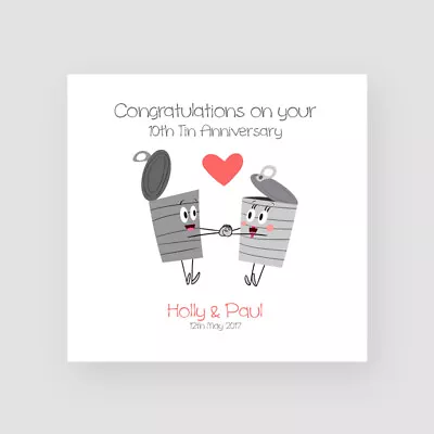 £3.85 • Buy Personalised Handmade 10th Tin Wedding Anniversary Card Husband Wife Couple