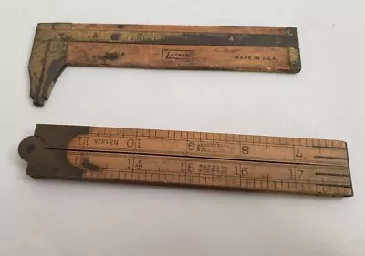 Vintage Lufkin 016 Caliper & Rabone 1375 Boxwood Folding Ruler 24  Brass Boxwood • $27.99