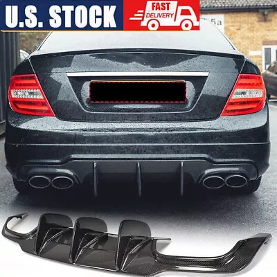 Fits Benz W204 C300 C350 C63AMG 12-15 Rear Bumper Diffuser Lip REAL CARBON FIBER • $334.39