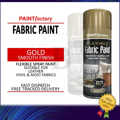 Gold Fabric Spray Paint Aerosol Flexible Leather Vinyl Clothes Textile 200ml • £5.47