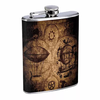 Steampunk Map 01R 8oz Stainless Steel Flask Drinking Whiskey  • $14.95