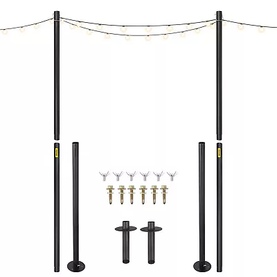 VEVOR String Light Poles Outdoor Metal Pole 10 FT 2PCS Steel For Patio Backyard • $57.99