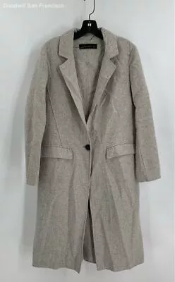 Zara Womens Gray Long Sleeve Notch Lapel Pockets One Button Overcoat Size Small • $14.99