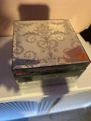 Laura Ashley Medium Josette Glass Silver Mirrored Jewellery Box 15cm X 15cm Used • £5.50