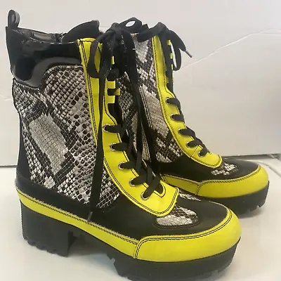 Bamboo Powerful - 06S Neon Yellow Combat Boots Size 9 • $12.95