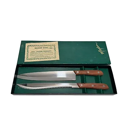 Vintage Kitchen Delite Stainless Steel Chef Knife Set With Wood Handles Maxam NE • $14.95