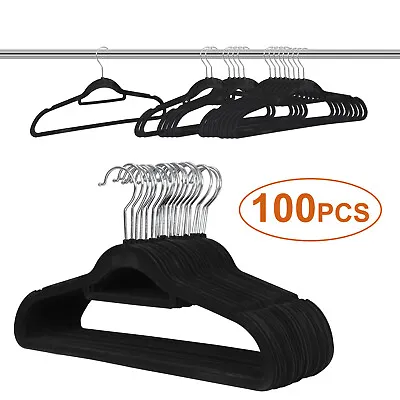Velvet Hangers 100 Pack Non-Slip Clothes Hangers Black Suit Coat Pants Hangers • $32.58