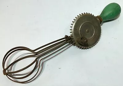 Vintage A & J Egg Beater Pat. Oct 91923 Made USA Rotary Hand Mixer Green Handle • $12.95