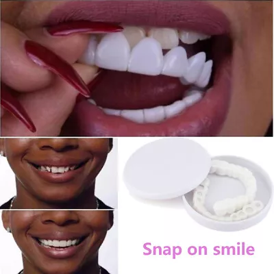 $7.89 • Buy US Snap On Upper Lower False Teeth Dental Veneers Dentures Fake Tooth Cover Set 