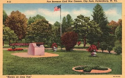 Postcard WV Parkersburg Fort Boreman Civil War Cannon City Park Vintage PC H4157 • $4