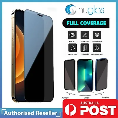 Screen Protector Nuglas Full Cover Privacy Tempered Glass For IPhone 14 13 12Pro • $7.95