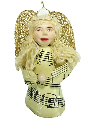 Paper Sheet Music 4”Angel Christmas Holiday Ornament Blond Hair Folk Art • $15.99