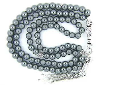 HAEMATITE Hadeed 6mm Round X 99 PRAYER BEADS ISLAMIC  TASBIH MASBAHA QURAN GIFT • £8.99