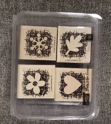  Made From Scratch  Stampin Up Wooden Rubber Stamp Set  2005 Heart Leaf Flower  • $8.50