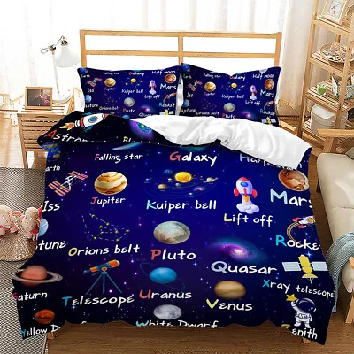 $69.33 • Buy Space Planet Universe Galaxy Duvet Cover Quilt Cover Pillowcase Bedding Set New