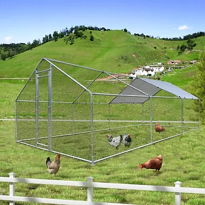 Large Metal Chicken Coop Run For YardOutdoor Walk-in Poultry Cage Chicken House • $389.50