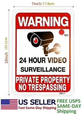 Aluminum Warning 24 Hour Video Surveillance Sign Private Property No Trespassing • $12.95