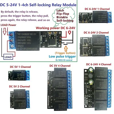 1-4CH 5V12V Flip-Flop Bistable Self-locking Relay Module Trigger Switch Board • $4.97