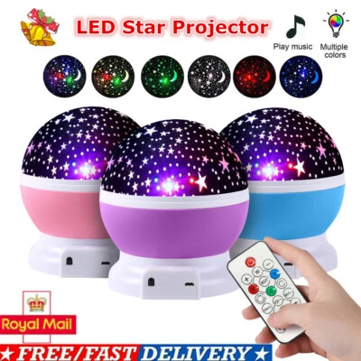 £16.99 • Buy Music Starry Projector LED Night Light Star Sky Rotating Moon Lamp Kids Bedroom