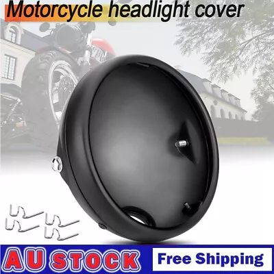 7inch Universal Motorcycle Headlight Housing Cover Light Bulb Bucket Shell Black • $32.25