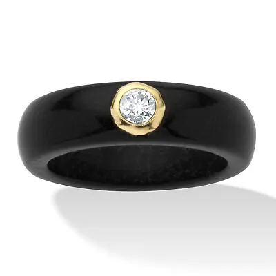 $62.82 • Buy .30 TCW Genuine White Topaz And Black Jade 10k Gold Ring