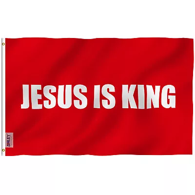Anley Fly Breeze 3x5 Foot Jesus Is King Flag - White Christian Flags Polyester • $7.95