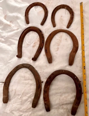 $22 • Buy Lot Of 6 Good Luck Rusty Vintage Horse Shoes Old Primitive Barn Decor