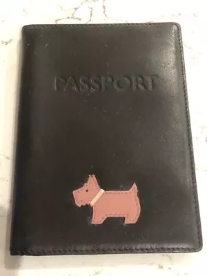 Radley Heritage Pink Dog Black Leather Passport • £12.99