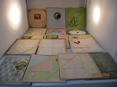 Vintage Handkerchiefs In Decorative Box - Lot Of 8 Estate Find! See Condition • $35