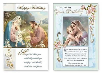 Birthday Blessings Religious Card Christian / Catholic Holy Family / Madonna • £2.10