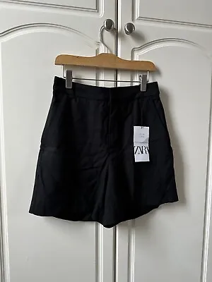 BNWT ZARA Black Bermuda Shorts High Waisted Tailored Smart Shorts Size XS RRP£26 • £10