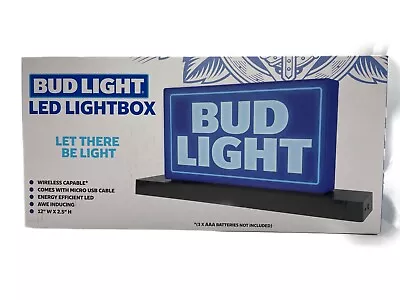 Bud Light Led Lightbox Game Room Micro USB Light 12  X 2.5  New In Box! • $13.30