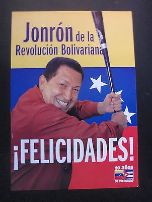 HUGO CHAVEZ + U.S. Baseball Bat / Cuban Poster For Venezuela Leader's CUBA Visit • $189
