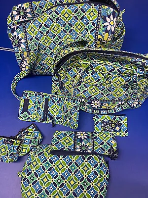 Vera Bradley Daisy Quilted Bags Duffel Cosmetic Soft Luggage Blue Green Lot NICE • $45