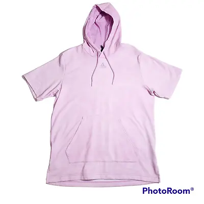 $16.40 • Buy Adidas Men's Pink French Terry Short Sleeve Drawstring Hoodie HB8874 Size Medium