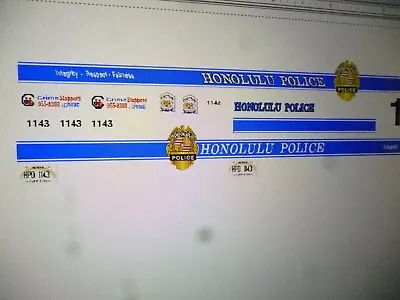 Honolulu Hawaii Police Vehicle  Decals 1:18 • $14.99