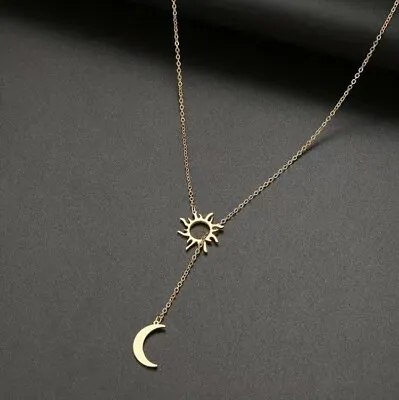 Madewell Gold Crescent Moon Sun Stainless Steele Necklace Women’s Jewelry NEW • $29