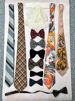 Vintage Lot Of 12 Ties - Clip On Bow Ties Cravat Neck Ties 50s 60s 70s 80s 90s • $59