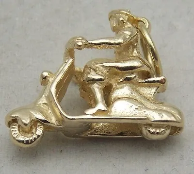 £138 • Buy  3D 9ct GOLD  GIRL RIDING ON A SCOOTER CHARM 