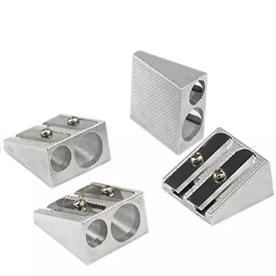 Pencil Sharpeners Manual Twin Metal Dual Sharpening Blade Double Holes Rectan... • $12.35