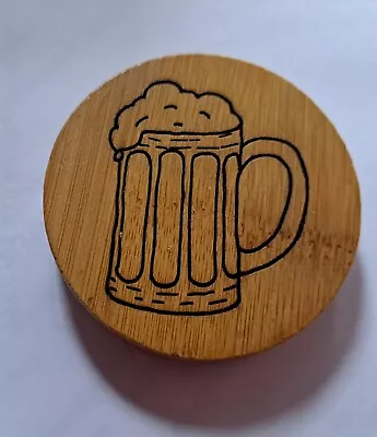 Refrigerator Magnet: Bottle Opener: Laser Engraved Sudsy Beer Mug: Wood • $8.99