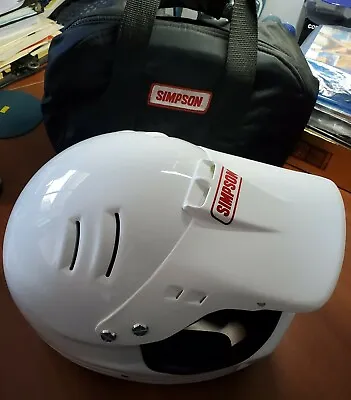 SIMPSON MOTORCYCLE WHITE HELMET 7 5/8 61cm VINTAGE BMX NEW  • $225