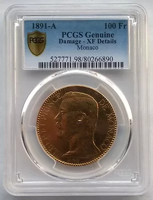 Monaco 1891 Albert I 100 Francs PCGS Graded Gold CoinRare! • $3060