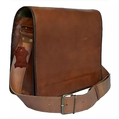 Vintage Genuine Leather Flap Laptop Bag Business Cross Body Messenger Bag 15  • $45.53