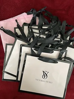 10 Victoria's Secret SMALL Paper Shopping Gift Favor Bags Pink Black Trim Tissue • $17.99