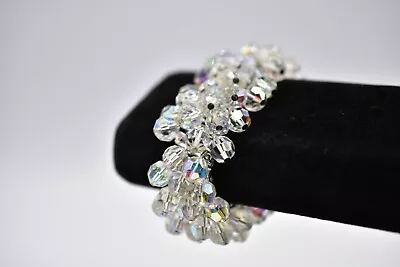 Japan Vintage Crystal Bracelet Bead Cluster Dangle Antique Aurora Borealis Bin2 • $31.99