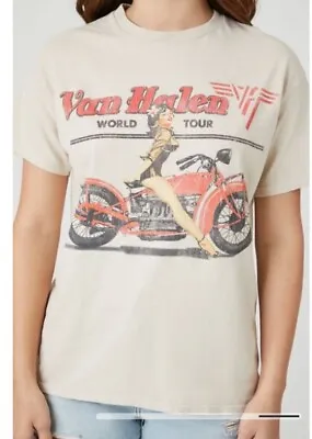 Van Halen World Tour Motorcycle Womens Boyfriend T Shirt  Size L/XL • £23.16