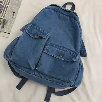 Women's Vintage Denim Backpack Jeans Daypack Travel Bag Pockets Laptop Rucksack • $39.98