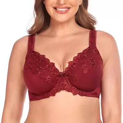 UK Ladies Plus Size Underwired Bra No-Padded Bra Full Coverage Bralette 34-50 • £9.98