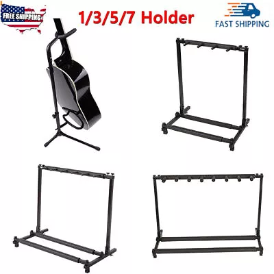 Multiple Guitar Bass Stand Holder Stage Folding Rack 1/3/5/7/9 Triple/Five/Seven • $26.99